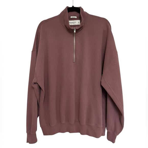 Abercrombie Soft AF Fleece Quarter Zip Pullover in Warm Pinkish Brown - Size L - Picture 1 of 4